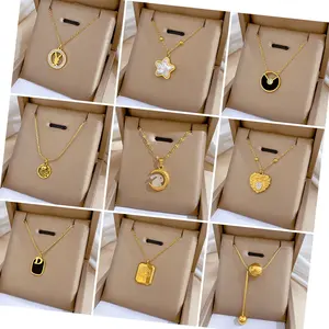 MARONEW Stainless Steel Love Heart Pendant Necklace jewelry Butterfly Gold Plated Collar Necklace for Women