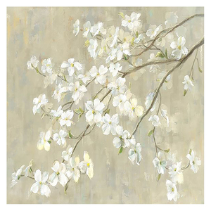 Trang trí tường hoa trắng vẽ tay Hiện Đại-được thực hiện bởi nhà máy nghệ thuật ban đầu thông qua kỹ thuật vẽ tay. - Product Image 1