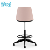 Café Restaurant Bar Lounge Rembourré Réglable Pivotant Dossier En Plastique Repose-pieds Rond Base En Nylon Comptoir Tabouret Chaise De Bar