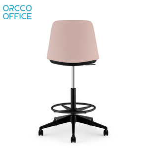 Café Restaurant <span class=keywords><strong>Bar</strong></span> Lounge Tapizado Ajustable Giratorio Respaldo de plástico Reposapiés redondo Base de nailon Taburete de mostrador Silla de <span class=keywords><strong>bar</strong></span> - Product Image 5