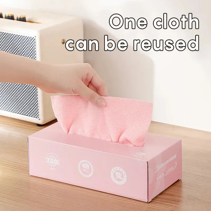 ملابس تنظيف من الألياف الدقيقة جافة سريعة الامتصاص، مناشف تنظيف للاستخدام مرة واحدة، خالية من الكتان وقابلة لإعادة الاستخدام مع صندوق موزع