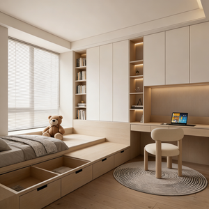 Juego de Dormitorio Tatami Reclinable de Madera Maciza Personalizado con Armario para Apartamento y Hotel, Diseño Moderno - Product Image 2