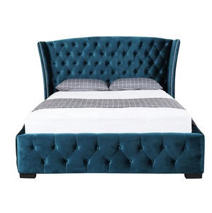 Nuovo design camera da letto con letti a bottina in tessuto con rivestimento letto di lusso king size