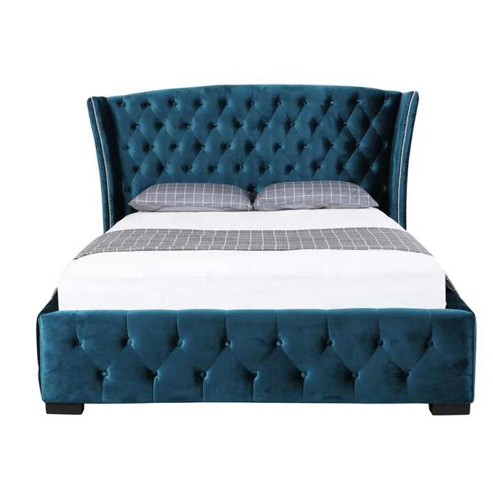 New Design Bedroom Furniture Up-holstered Beds Fabric Cover king Size Luxury Bed
