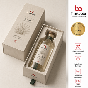 Caja rectangular alta extraíble para licor, de cartón kraft sin blanquear, con gráfico personalizado de la línea Agave para <span class=keywords><strong>tequila</strong></span> <span class=keywords><strong>reposado</strong></span>, suministro al por mayor. - Product Image 1