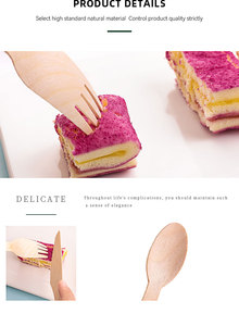 Set alat makan lucu sendok garpu kayu Mini mudah terurai Food Grade termasuk garpu untuk pesta mewah - Product Image 6