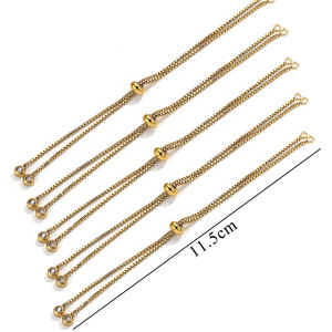 Pulsera de Cadena Ajustable de Acero Inoxidable con Baño de Oro PVD de 18K y Detalles de Diamantes de Imitación, Pulsera DIY con Dijes para Mujer - Product Image 3