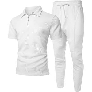 Ensemble de survêtement personnalisé pour homme, sweat-shirt à manches courtes décontracté et pantalon de jogging ample, design respirant pour adultes - Product Image 4