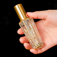 Bouteilles de rouleau de parfum d'huile essentielle de 15ml avec le rouleau pour le verre de galvanoplastie d'or d'huile essentielle de verre personnalisé de luxe