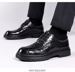 Chaussures en cuir de luxe haut de gamme pour hommes, à bout carré, décontractées et professionnelles, antidérapantes, respirantes, légères, de haute qualité, pour le bureau - Product Image 4