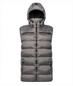 <b>Men's</b> <b>Black</b> Hooded Puffer <b>Vest</b> With Zipper Closure Windproof Casual Winter Outerwear 100% Polyester - Product Image 1