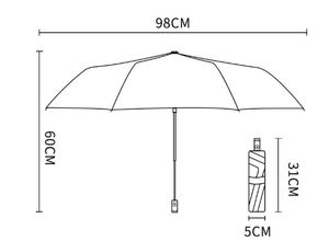 Parapluie classique de voyage anti-UV avec revêtement noir imperméable, pliable en 3 sections, entièrement automatique, avec protection solaire 8K - Product Image 4
