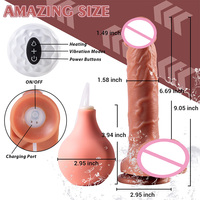 Ferngesteuerter 9-Zoll-Silikon-Vibrator mit Heizfunktion, realistischem Penis, ejakulierend, spritzend, riesiger Dildo mit Einlaufball für Frauen