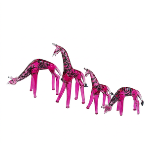 Juego de Cuatro Figuras de Jirafa de Vidrio Verde Soplado a Mano, Decoraciones de Animales para Exhibición en el Hogar - Product Image 2