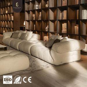 Sofá de sala de estar de tela blanca gris de gama alta moderno con reposabrazos enrollados curvos suaves <span class=keywords><strong>y</strong></span> conjunto de sofá modular de diseño de lujo sin marco - Product Image 1