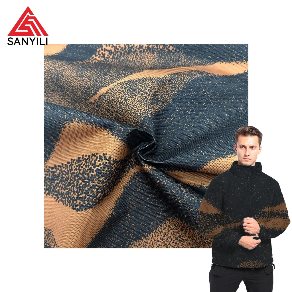 Honeycomb Polyester Pongee Woven Fabric Sports Clothes Printed Pattern Elastic Fabric