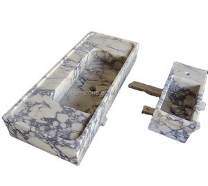 Lavabo mural <span class=keywords><strong>en</strong></span> marbre Calacatta Viola de luxe turc, <span class=keywords><strong>grande</strong></span> <span class=keywords><strong>vasque</strong></span> <span class=keywords><strong>en</strong></span> <span class=keywords><strong>pierre</strong></span> naturelle pour salle de bain - Product Image 1