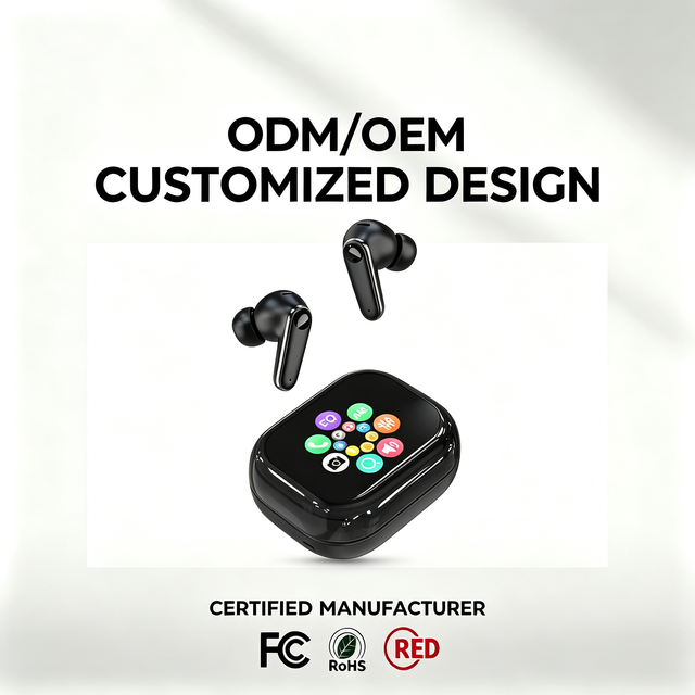 ANC Wireless Earbuds Smart Screen Display Low Latency Earphones IPX4 Noise Cancelling in Ear Headset for Gaming Music Calls
