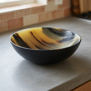 Tazón de ensalada vintage hecho a mano con cuerno de búfalo auténtico pulido, ecológico, para fiestas, decoración de restaurantes, exhibición de frutas - Product Image 1