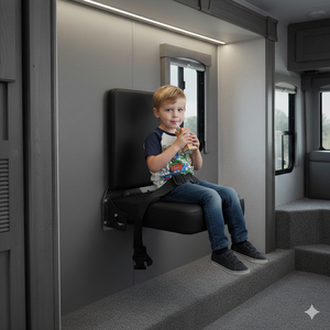 <span class=keywords><strong>Asiento</strong></span> Plegable Automático de Cuero Negro para Montar en la Pared, con Cinturón de Seguridad, Estructura de Acero con Rebote Automático, para Ambulancia y Autocaravana - Product Image 5