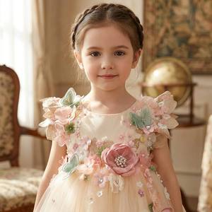 <span class=keywords><strong>Abito</strong></span> Soffice <span class=keywords><strong>da</strong></span> Cerimonia per Damigella Stile Fata con Vivaci Applique Floreali, Elegante <span class=keywords><strong>Abito</strong></span> <span class=keywords><strong>da</strong></span> Ballo su Misura per Feste di Compleanno per Bambina - Product Image 2