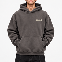 Sweat à capuche gris délavé vintage pour hommes et femmes, coupe oversize en molleton de coton, streetwear Y2K, pull avec imprimé graphique collectif, personnalisable OEM