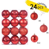 Boules de Noël décoratives 24 pièces 3 cm en plastique vert pour sapin de Noël, fenêtre, maison, fête, décoration de table