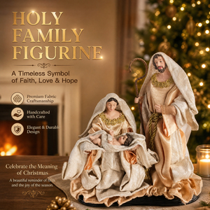Set Natalizio all'Ingrosso, Statuine della Sacra Famiglia, Maria, Giuseppe, Gesù Bambino, in Tessuto e Resina, Decorazione per la Casa, Personalizzabile OEM - Product Image 1