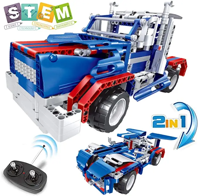 455 pz 2 in 1 camion telecomandato giocattolo fai da te RC auto Building Blocks Set costruzione Kit di apprendimento per ragazzi e ragazze