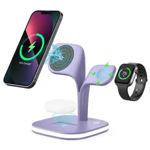 2023 New Design 3 in 1 Wireless Charger Multifunctional Fast Wireless Mobile Phone Charger Adapter