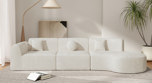 Ensemble de canapés sectionnels incurvés modernes et convertibles avec mousse haute densité et chaise longue pour appartement et hôtel - Product Image 2