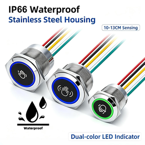 Interrupteur à bouton infrarouge sans contact, étanche IP66, avec indicateur LED bicolore, base scellée, pour contrôle d'accès - Product Image 1