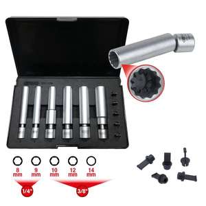 KS TOOLS - 500.7325 1/4'' + 3/8'' special glow <b>plug</b> and <b>spark</b> <b>plug</b> socket set with joint (11 pcs) ENGINE AND TIMING SET - Product Image 2