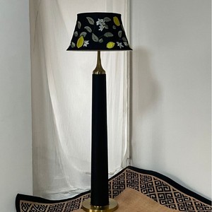 Floor Lamp <b>Black</b> Velvet Base Gold Accent Lemon Floral <b>Shade</b> LED Dimmable Home Decor Bedroom Living Room Ambient <b>Lighting</b> - Product Image 1