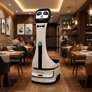 Robot Camarero Autónomo Alpha Panda para Entrega <span class=keywords><strong>de</strong></span> Comida y Bebidas en Restaurantes, con Navegación Láser, Gran Capacidad <span class=keywords><strong>de</strong></span> 4 Niveles - Product Image 1