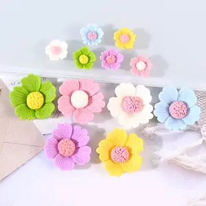 100 Buah Aksesori Kawaii 3D Jimat Seni Kuku Bunga Daisy Resin Dekorasi Kuku Berlian Imitasi Kartun Aksesori Kuku Trendi DIY