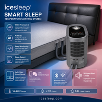 Surmatelas rafraîchissant silencieux 34 dB sans frais d'abonnement, tissu 60 fils, 300 fils au pouce carré, ensemble de lit de luxe pleine grandeur Icesleep