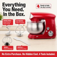Batteur sur socle Sohef 700W 3,5L, 5 couleurs (rouge, noir, blanc, menthe, marron), machine de cuisine et de pâtisserie, 6 vitesses, contrôle pulsé, bol en acier inoxydable