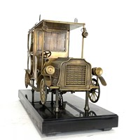 Horloge de cheminée industrielle en laiton, style allemand antique, modèle Jalopy/Automaton, avec cadran barométrique et mécanisme à remontage manuel de 10 jours