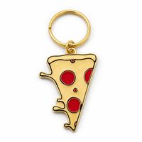 Emaille voedsel sleutelhanger op maat gemaakte metalen sleutelring dessert charme regenboog bloem pizza sleutelhanger voor tas charme en promotioneel cadeau