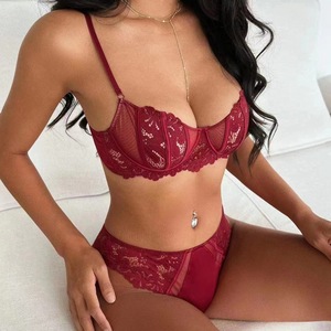 Factory Hot Ultra Thin Lingerie Women <b>Sexy</b> Lace <b>Bra</b> <b>Set</b> Women Two-pieces Underwire <b>Bra</b> Panties <b>Set</b> - Product Image 1