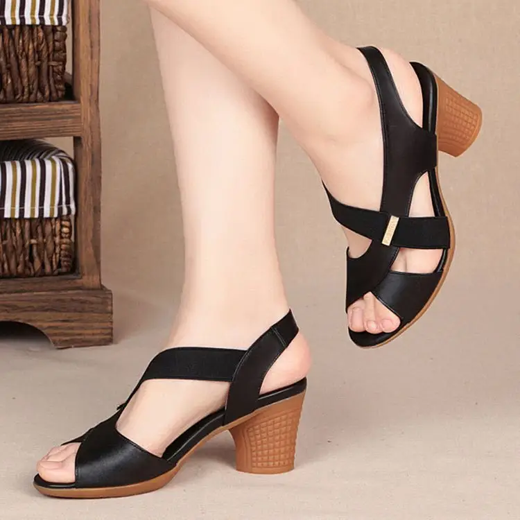 leather low heel women ankle strap sandal new arrivals 2022 femme heel sandale