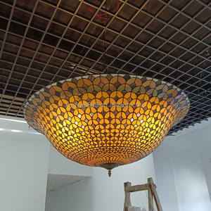 Lámpara Colgante Tiffany de 24 Pulgadas, Hecha a Mano con Vidrio de Colores, Diseño de Escamas de Pez, Estilo Europeo y Americano, LED Blanco Cálido, para Villa - Product Image 2