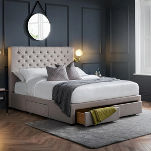 <span class=keywords><strong>Base</strong></span> de Cama Moderna de Tamaño Completo <span class=keywords><strong>con</strong></span> Cajones, Estructura de Madera <span class=keywords><strong>con</strong></span> Listones y Tapicería de Terciopelo - Product Image 2