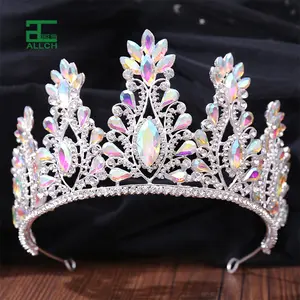 ALLCH RTS Mode Reine Princesse Jewleled Diadèmes Or Cristal AB Gems Mariée Couronne