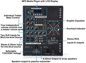 Profesyonel ses 3000W 2*<span class=keywords><strong>12</strong></span> "aktif Subwoofer Karaoke setleri BT ses kutusu PA hoparlör sistemi + dizi hattı parti sistemi Bocina - Product Image 6