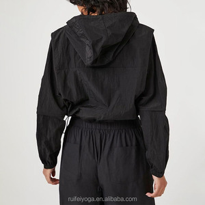 Custom Streetwear Nylon Softshell <strong>Waterproof</strong> <strong>Light</strong> Weight Cropped Windbreaker Rain Woven Outdoor Sports Running <strong>Jacket</strong> for Women - Product Image 2
