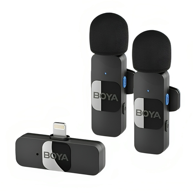 BY-V Wireless Microphone Collar Clip Smartphone Camera Live Streaming Studio Movie Film Video Recording Audio Radio Speaker Mic