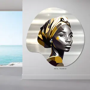 도매 알루미늄 조각 독특한 모양 금속 그림 아프리카 여성 사용자 정의 벽 예술 장식 인쇄 그림