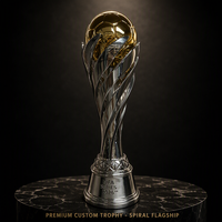 Trophée de football de conception récente en alliage de zinc, personnalisable avec gravures pour compétitions prestigieuses